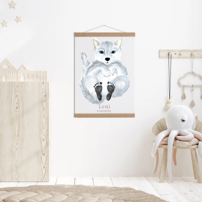 Lovbabe Wolf Cub Baby Footprint Kit | Personalized Keepsake, Mural Nursery Decor & Children's Room Art, Unique Baby & Pet Gift Animals,Wolf Cub🐺 Christmas Gifts-Lovbabe