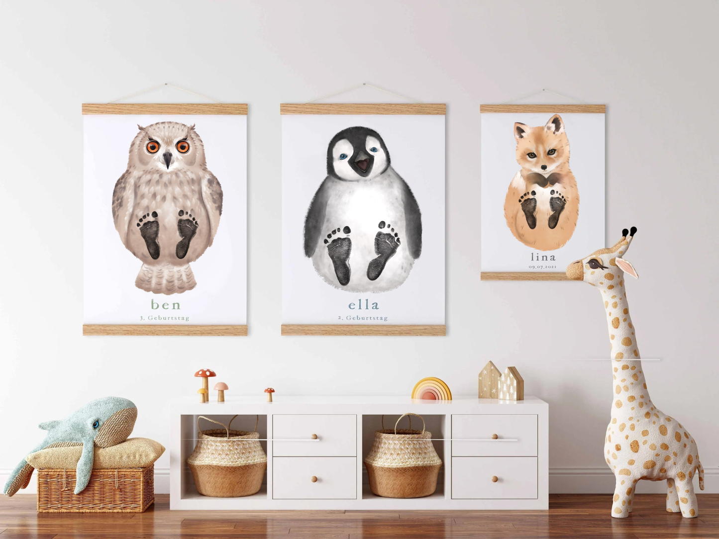 Lovbabe Owl Baby Footprint Kit | Personalized Keepsake, Mural Nursery Decor & Children's Room Animals, Unique Baby & Pet Gift🐾 Christmas Gifts-Lovbabe