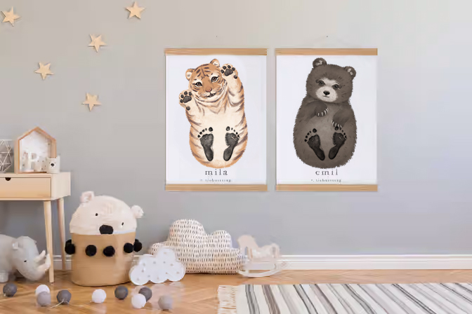 Lovbabe Cute Squirrel Baby Footprint Kit | Personalized Keepsake, Mural Nursery Decor & Children's Room Art, Unique Squirrel Gift Animals, squirrel🐾 Christmas Gifts-Lovbabe