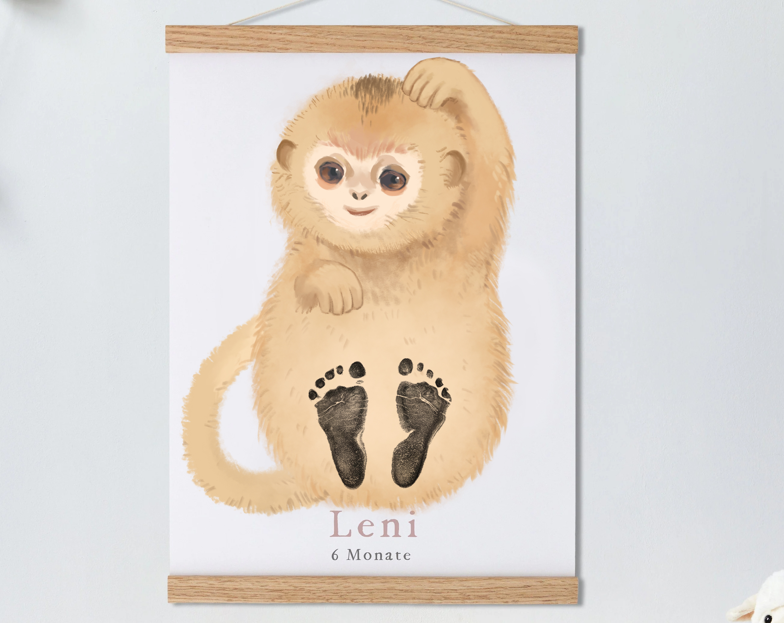 Lovbabe Cute Monkey Baby Footprint Kit | Personalized Keepsake, Mural Nursery Decor & Children's Room Art, Unique Baby Gift Animals,Cute Monkey🐵 Christmas Gifts-Lovbabe