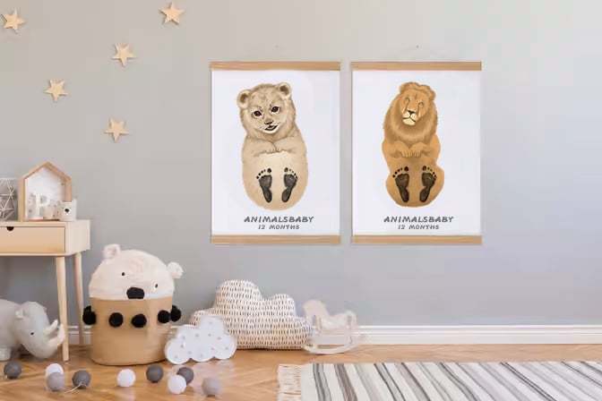 Lovbabe Lion King🦁Baby Footprint Kit | Personalized Keepsake, Mural Baby & Children's Room Decor, Unique Baby Gift Christmas Gifts-Lovbabe
