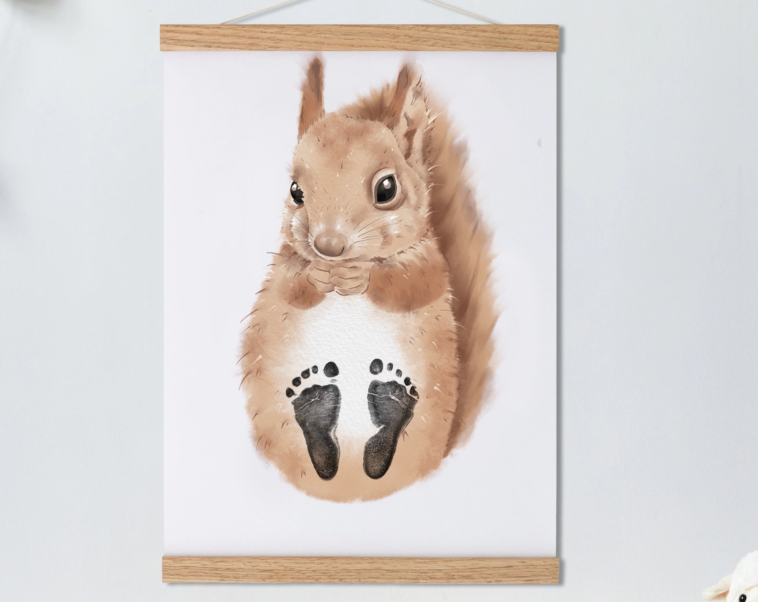 Lovbabe Little Squirrel Baby Footprint Kit | Personalized Keepsake, Mural Nursery Decor & Children's Room Art, Unique Baby Gift Animals, Little Squirrel Christmas Gifts-Lovbabe