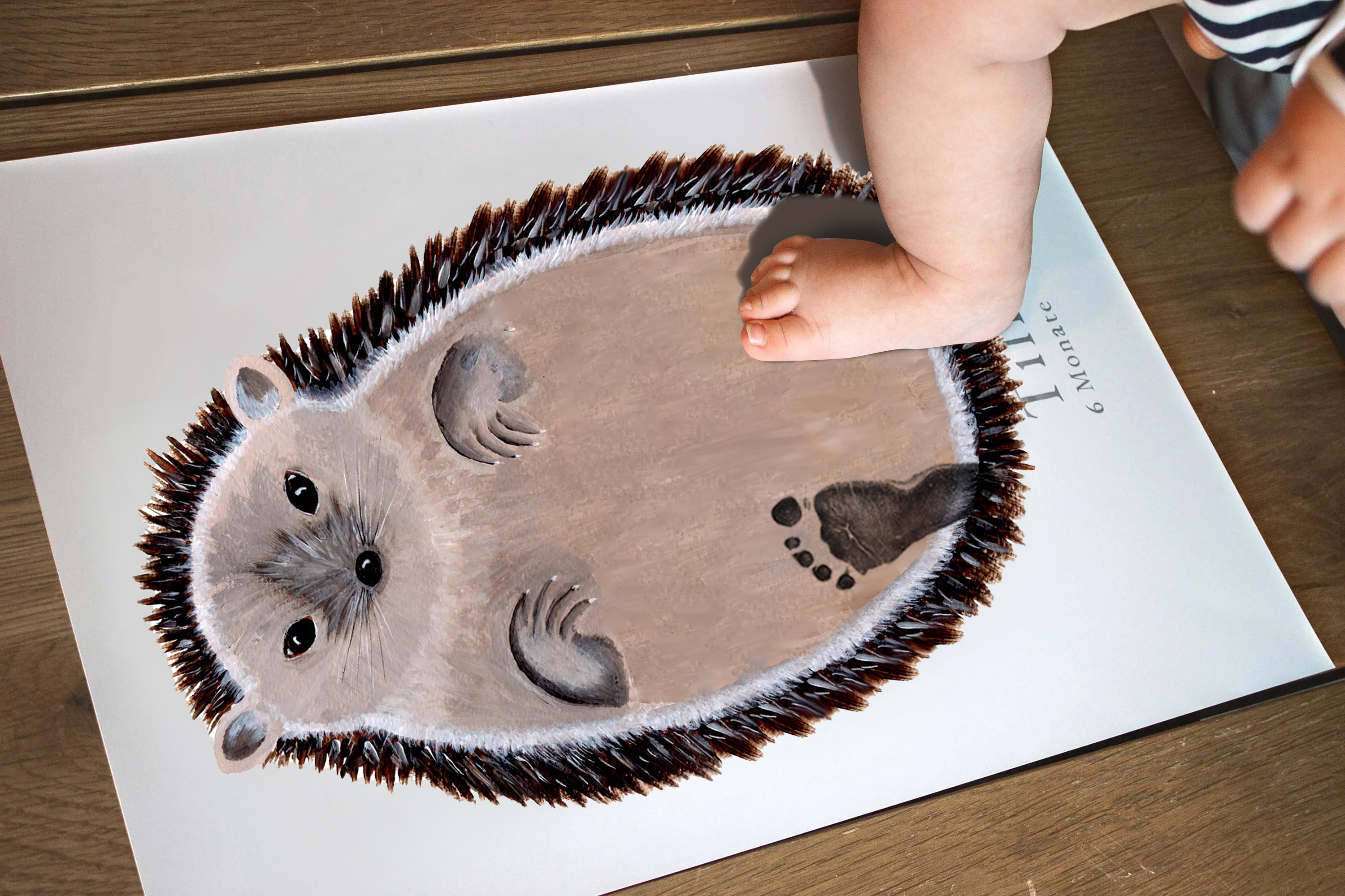 Lovbabe Mature Hedgehog Baby Footprint Kit | Personalized Keepsake, Mural Nursery Decor & Children's Room Art, Unique Baby & Pet Gift Animals,Mature Hedgehog🐾 Christmas Gifts-Lovbabe