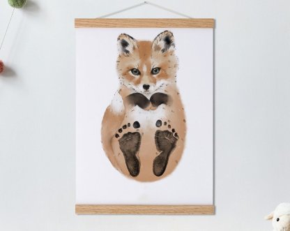 Lovbabe Fox Baby Footprint Kit | Personalized Keepsake, Mural Nursery Decor & Children's Room Art, Unique Baby Gift Animals, Fox Baby Gift🐾 Christmas Gifts-Lovbabe