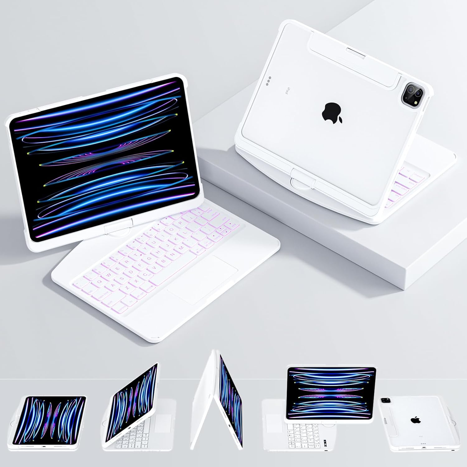10.2" iPad (7/8/9) Gen Transparent 360° iPad Keyboard Case