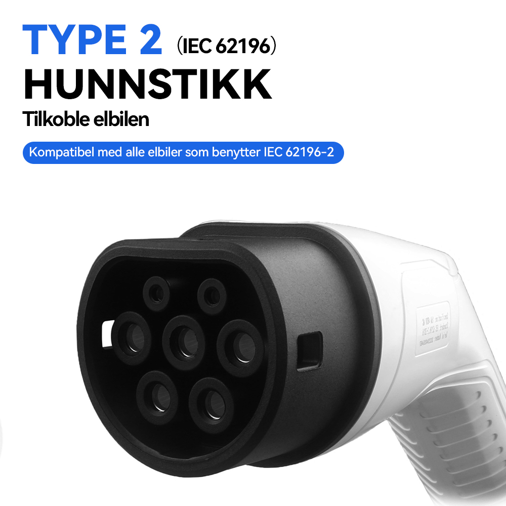 Type 2 til Type 2 ladekabel - Mode 3 AC