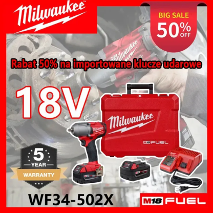 [Za pobraniem] Litowy klucz udarowy Milwaukee M18-ONEFHIWF34-502X FUEL - najniższa zniżka w historii