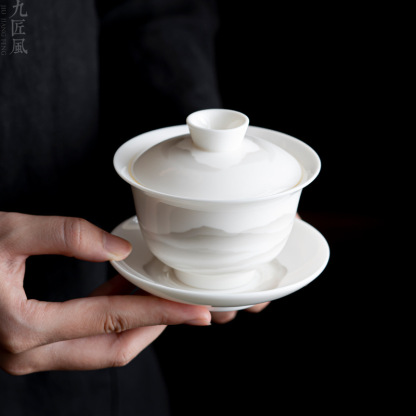White jade porcelain covered bowl