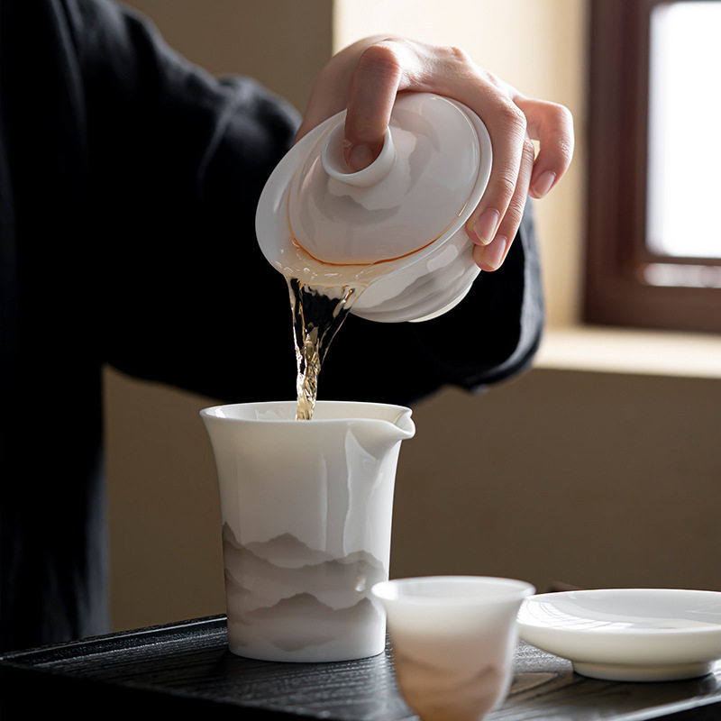 White jade porcelain covered bowl