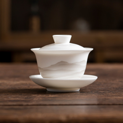 White jade porcelain covered bowl
