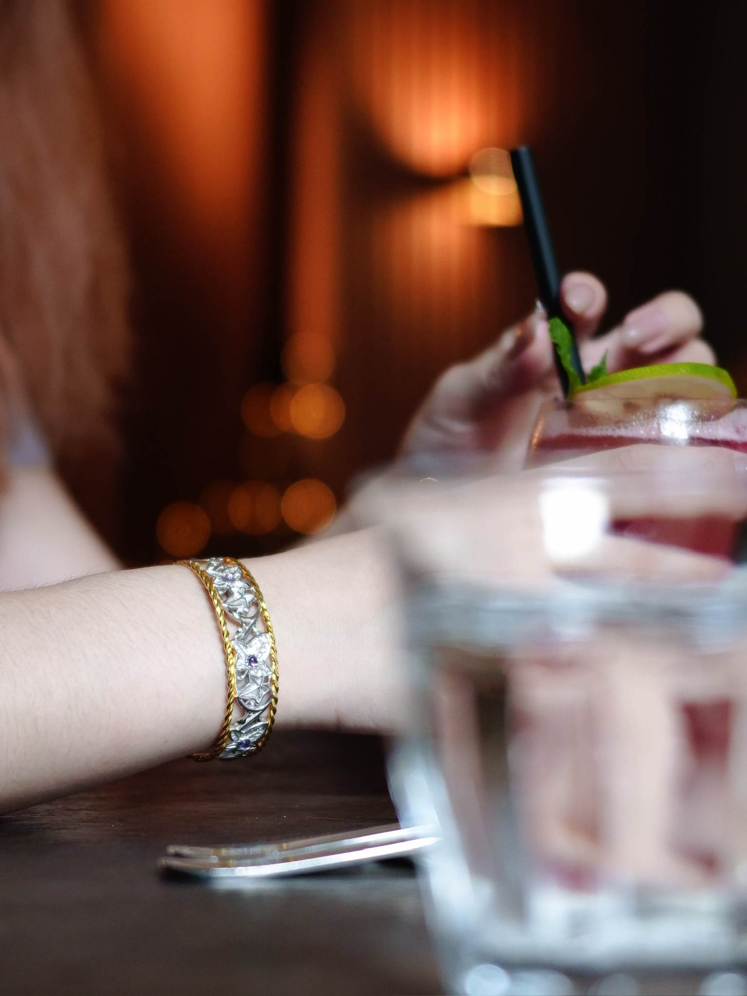 The Eternal Ivy Openwork Bracelet with Amethyst in Cafe