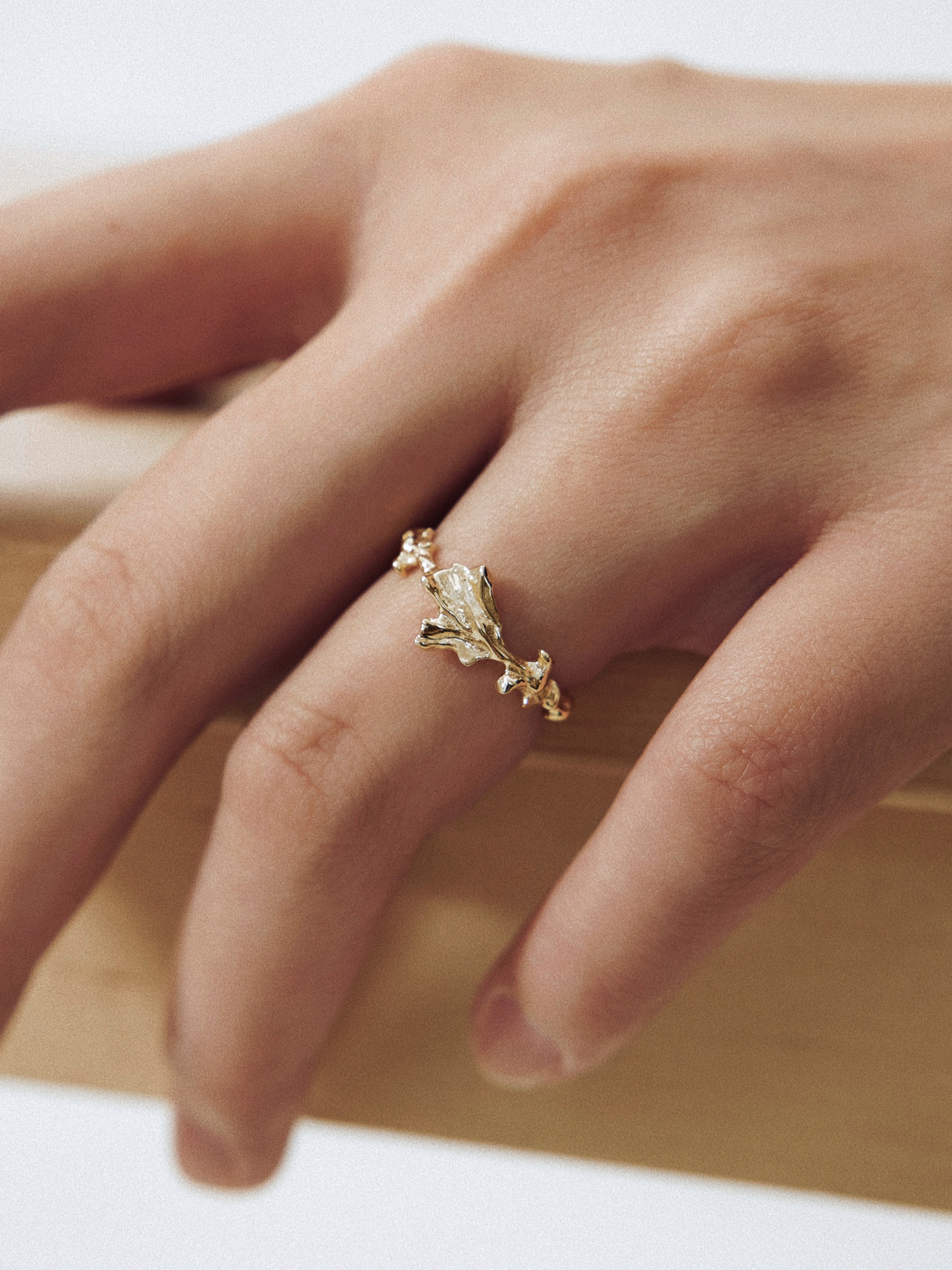 Ranunculus Leaf Essence Ring - Zijuan Jewelry