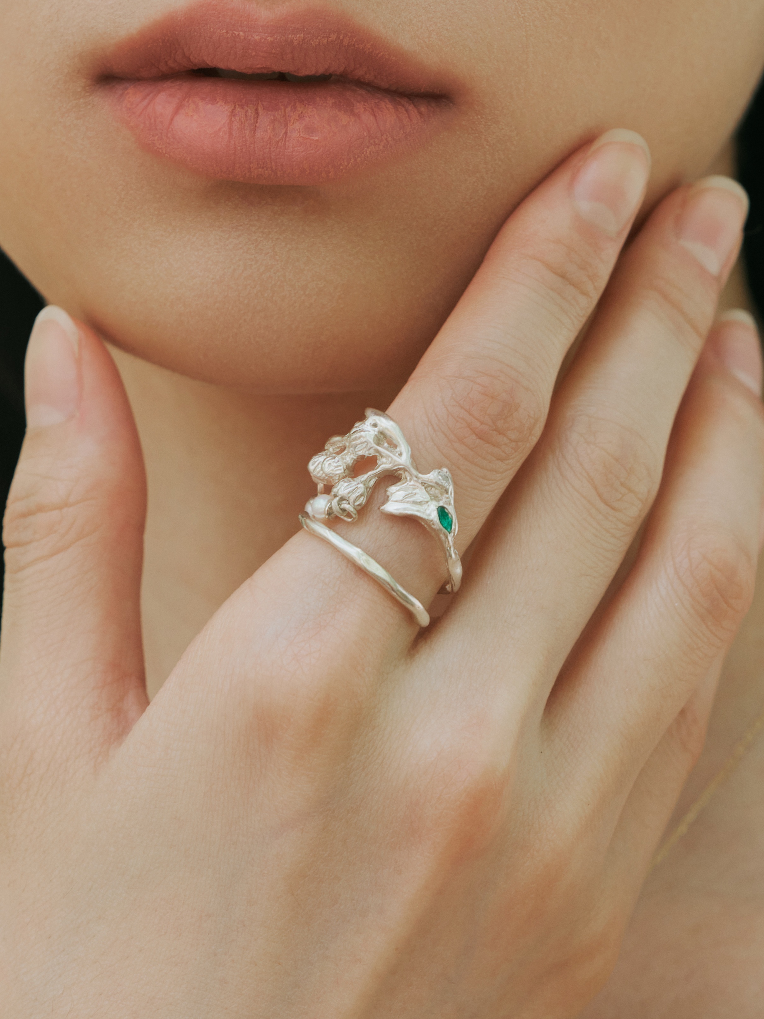 Lily of The Valley Pearl Wrap Ring - Zijuan Jewelry