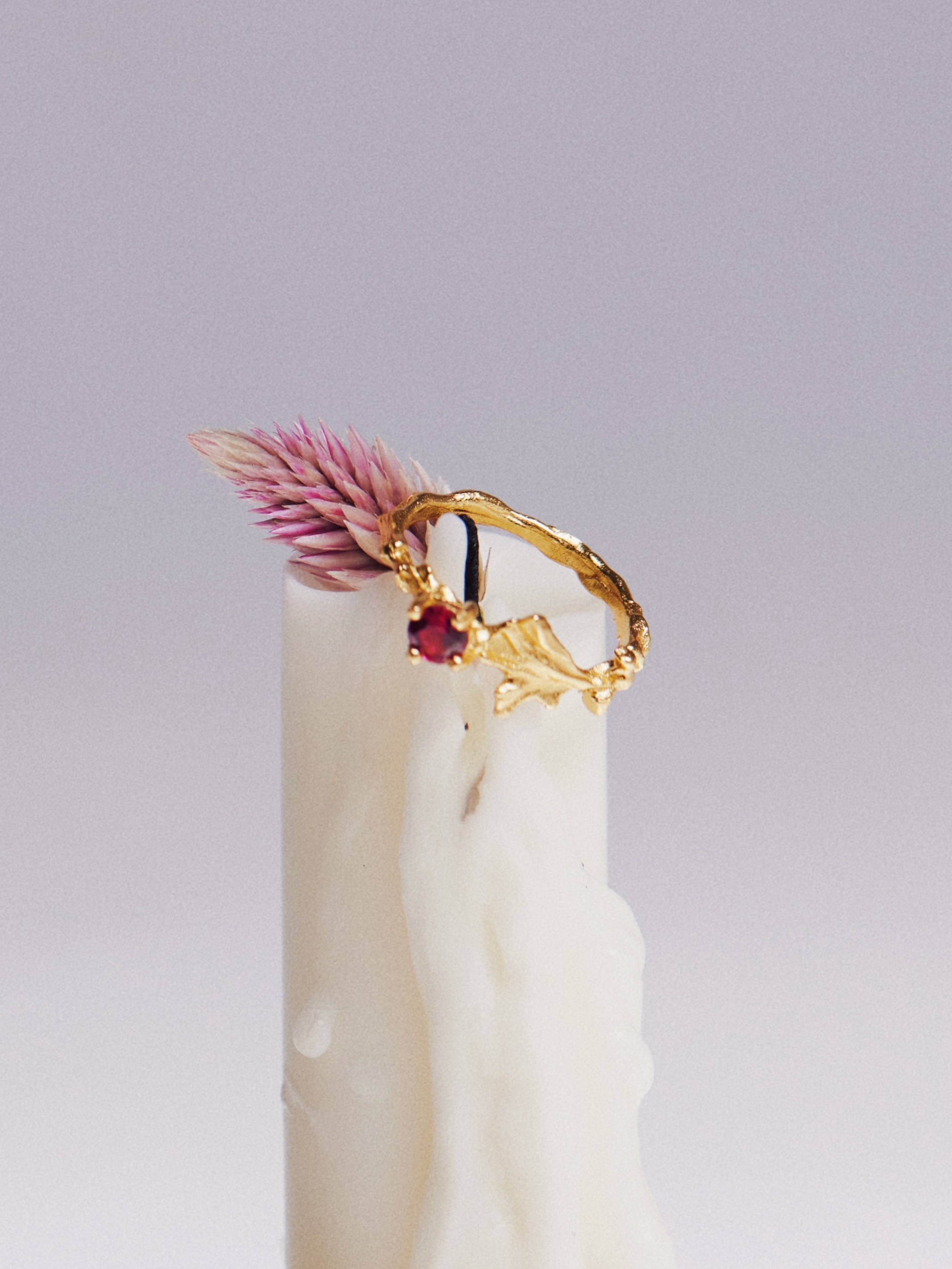 Ranunculus Leaf Dewdrop Ring(Oval) Color Gold - Zijuan Jewelry