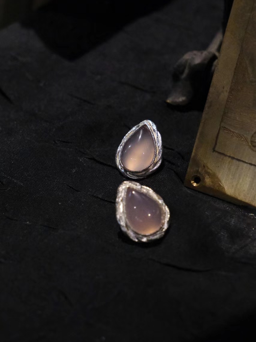 Pink Drip Agate Aquatic-Shaped Earrings (Pair) - Zijuan Jewelry