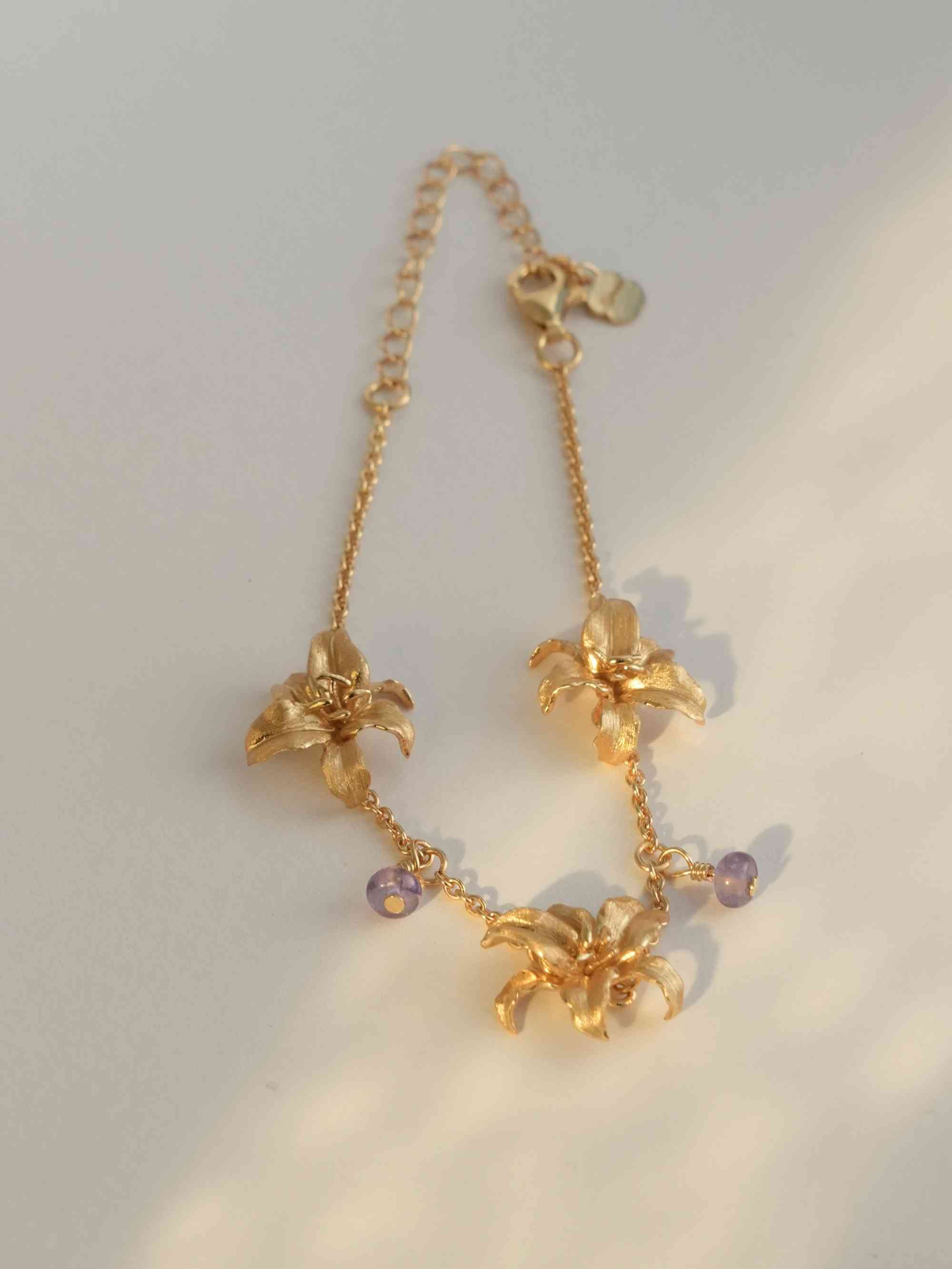 Oriental Lily Crystal Bracelet Gold Color