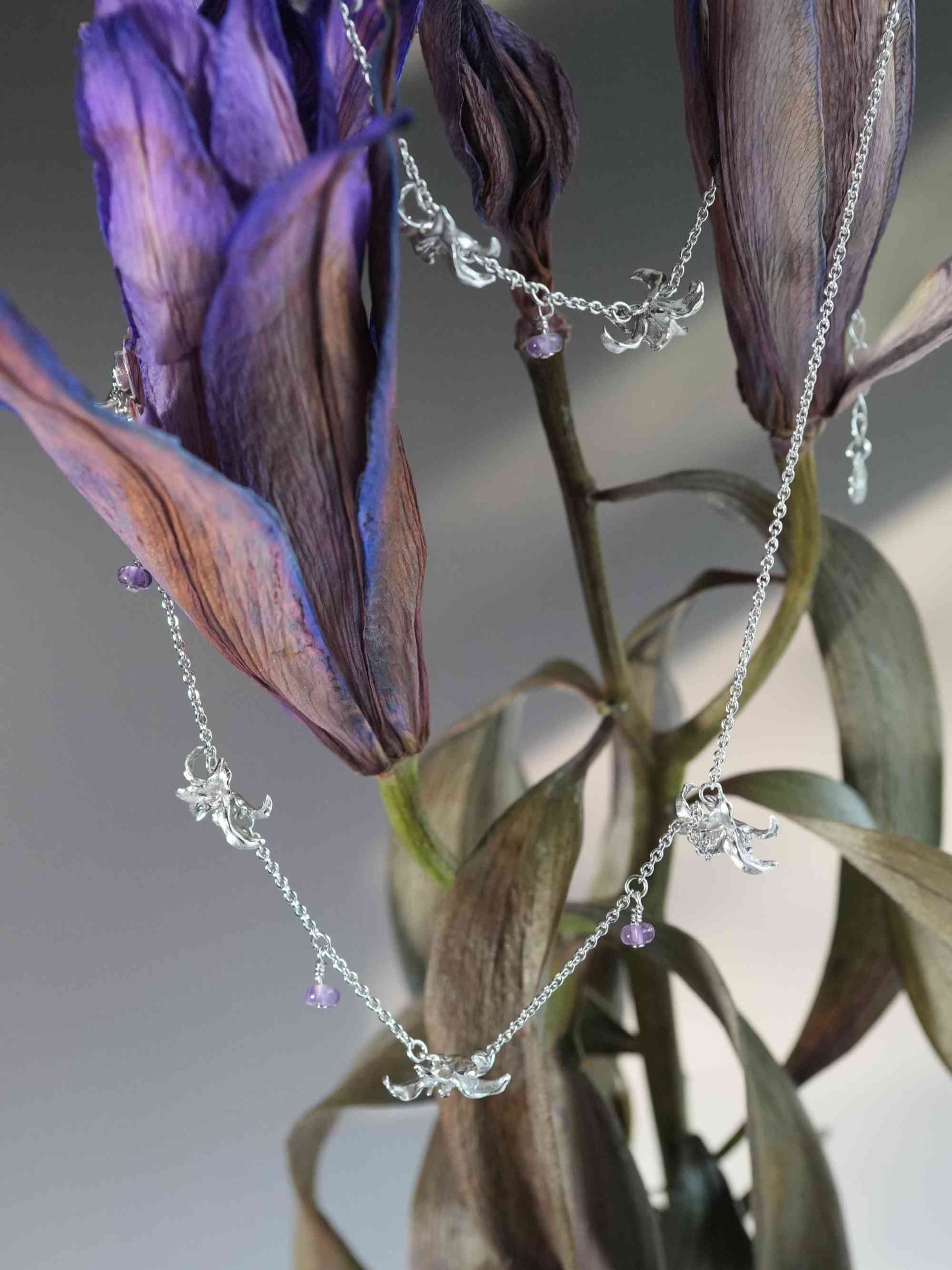 Oriental Lily Crystal Necklace and Bracelet