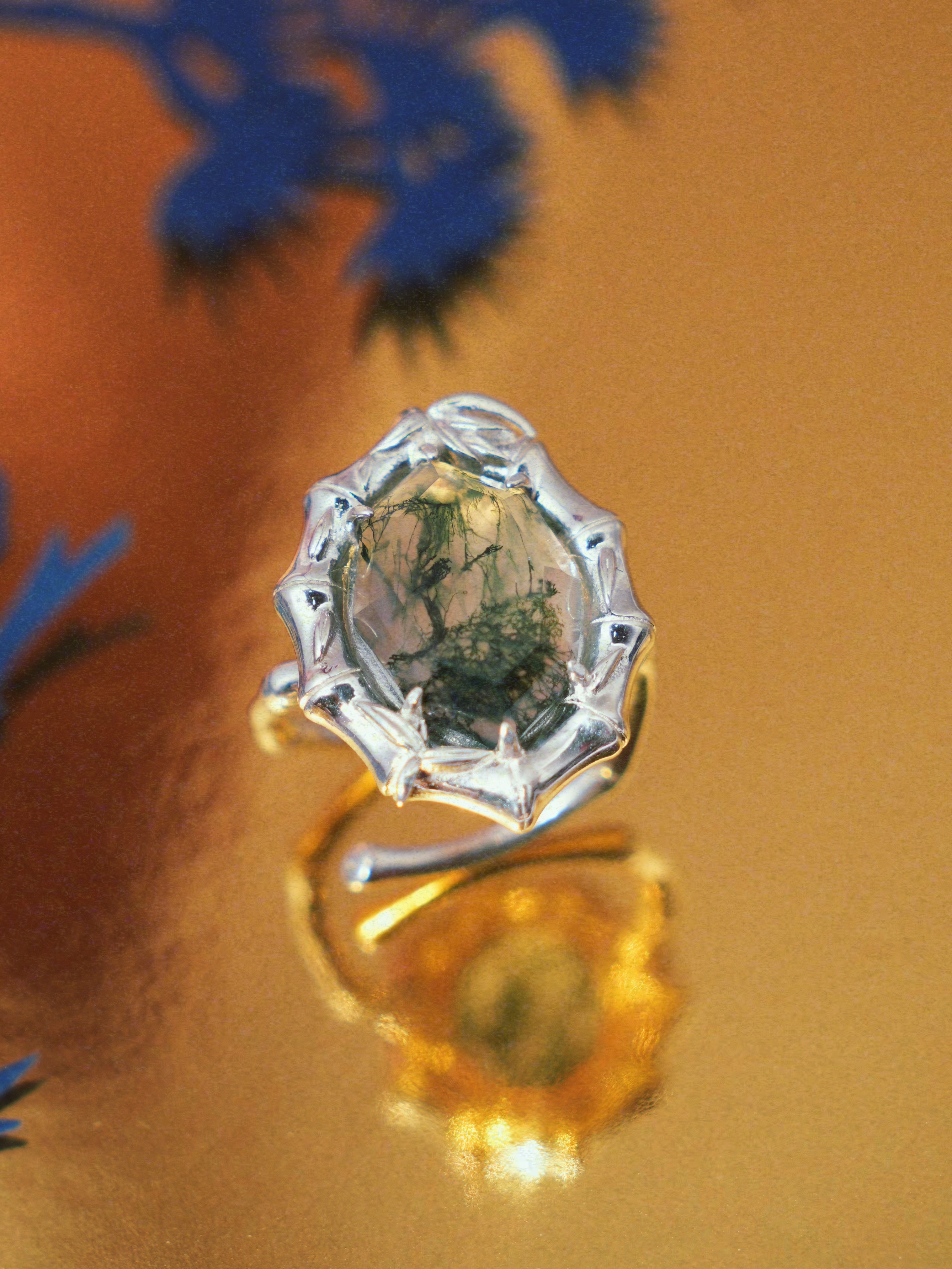 Three Pure Ones·Moss Agate Ring