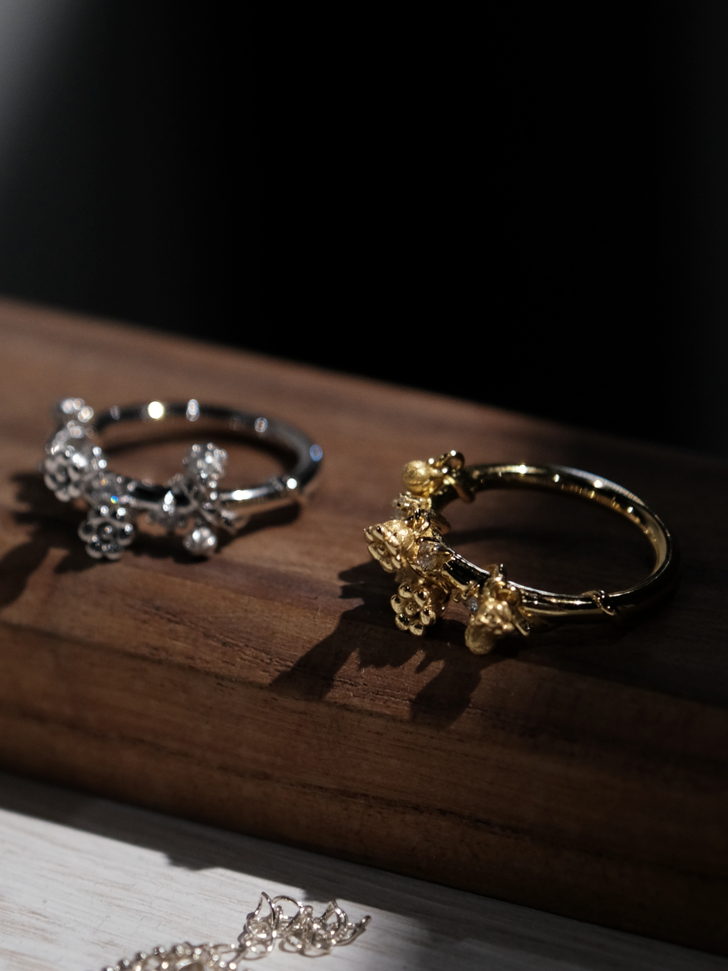 Both colors of Lily of The Valley Dewdrop Ring - Zijuan Jewelry