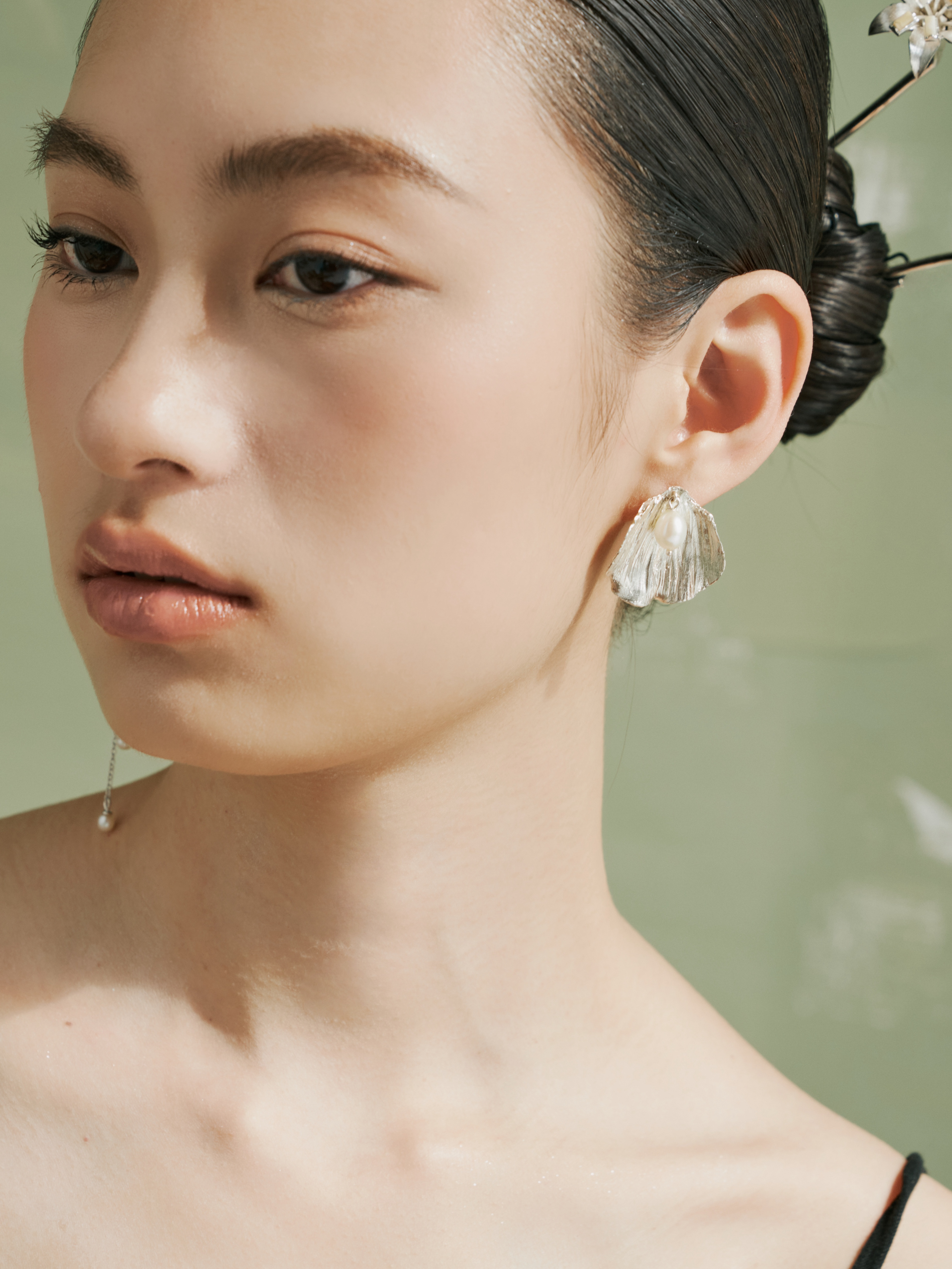 Lotus Seed Pearl Earrings + Lily Hairpin - Zijuan Jewelry