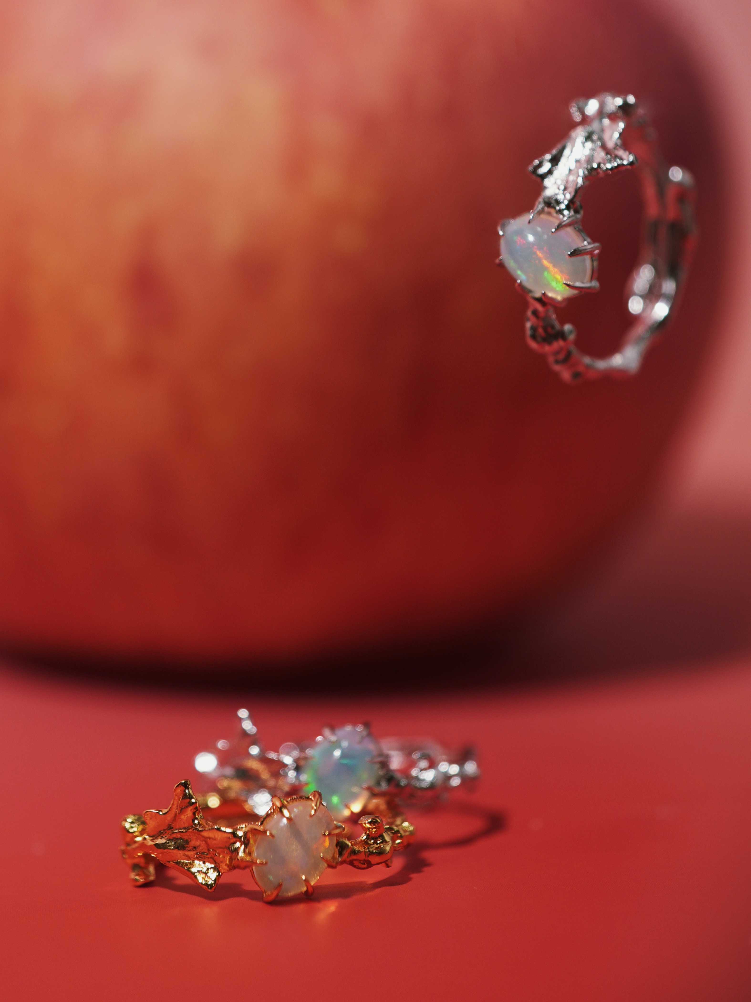 Ranunculus Leaf Opal Ring