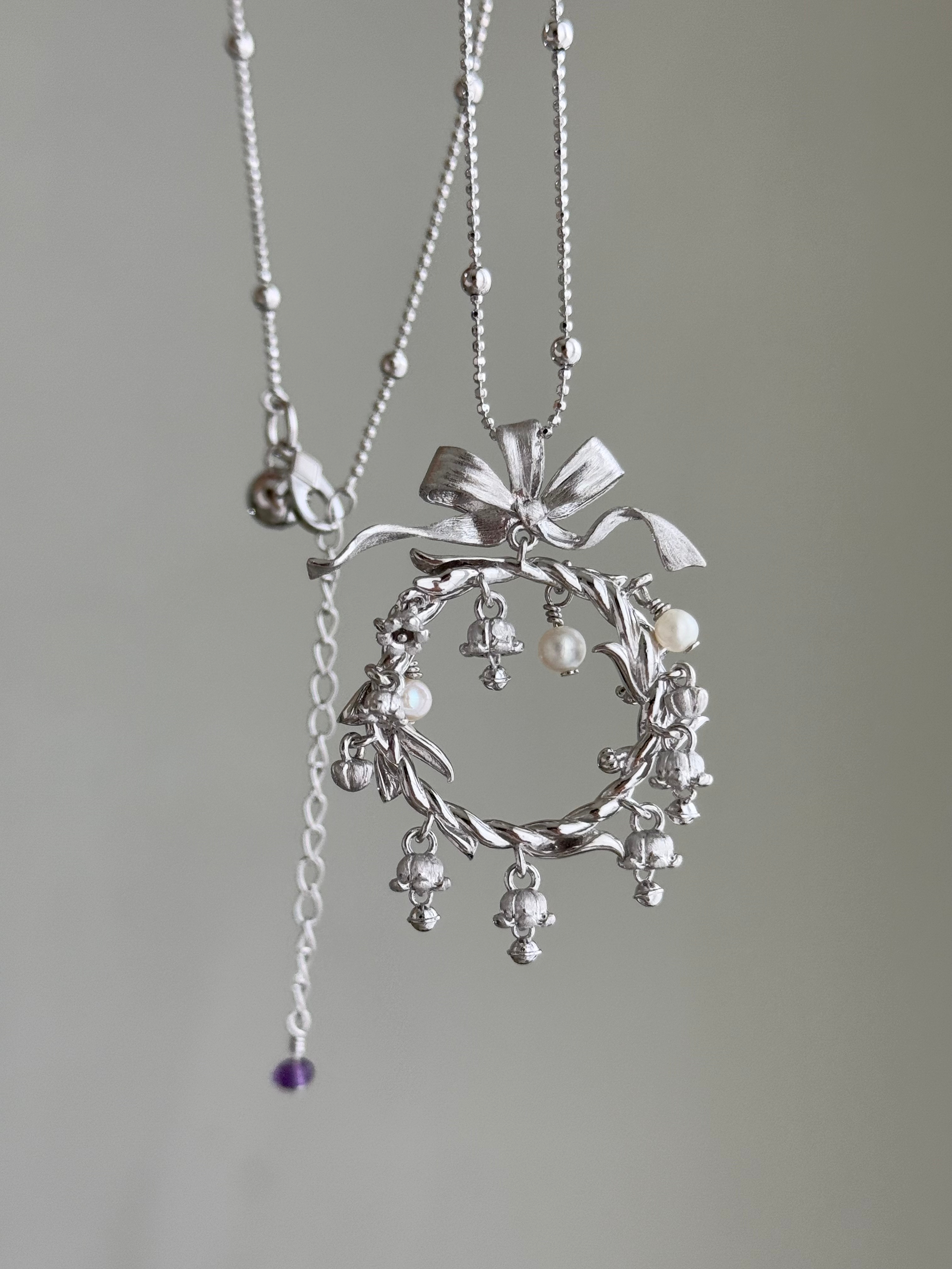 Zijuan Jewelry Dewbell Vine- Woven Necklace white gold color