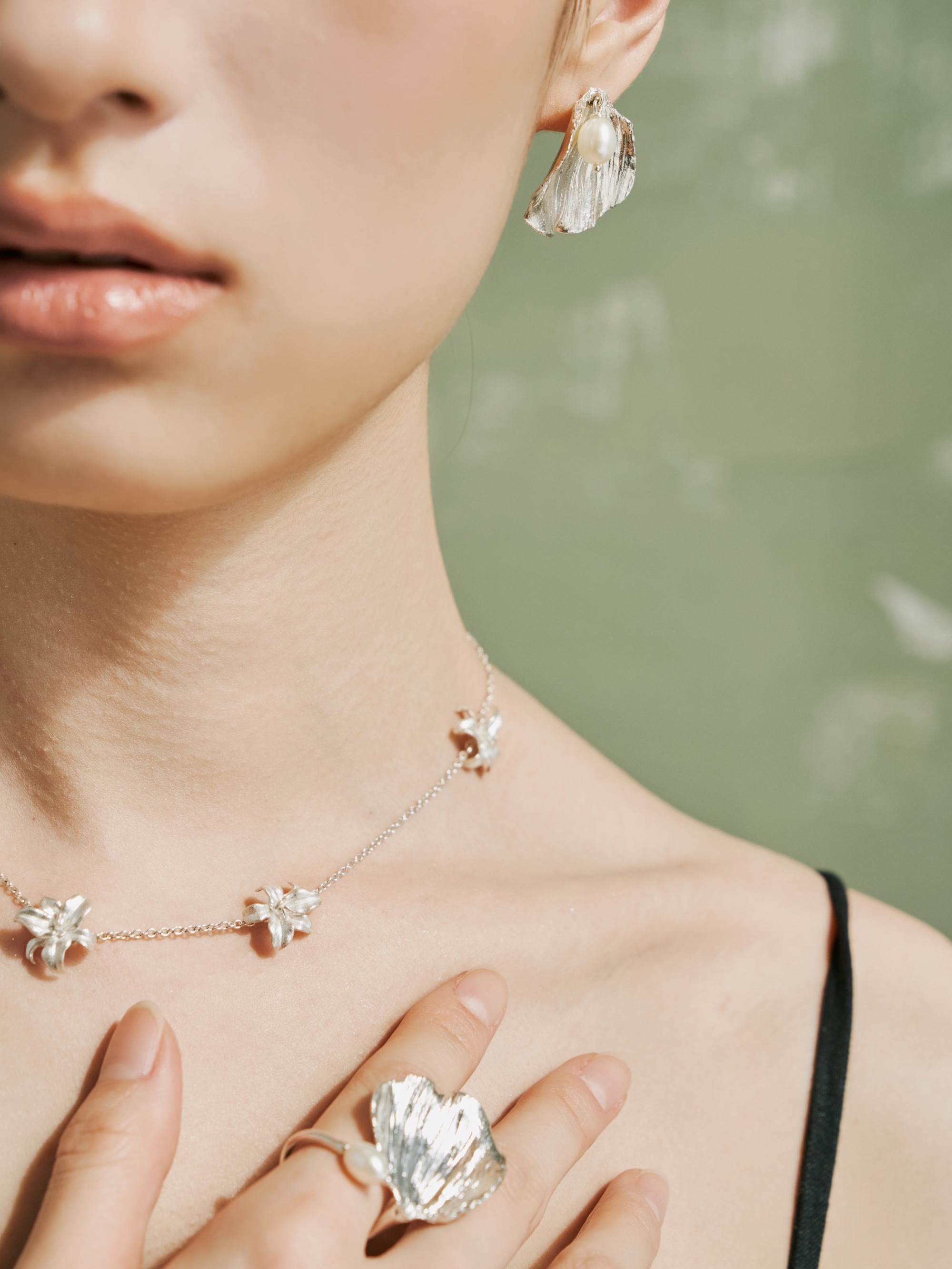 Lotus Seed Pearl Ring + Earring + Necklace - Zijuan Jewelry