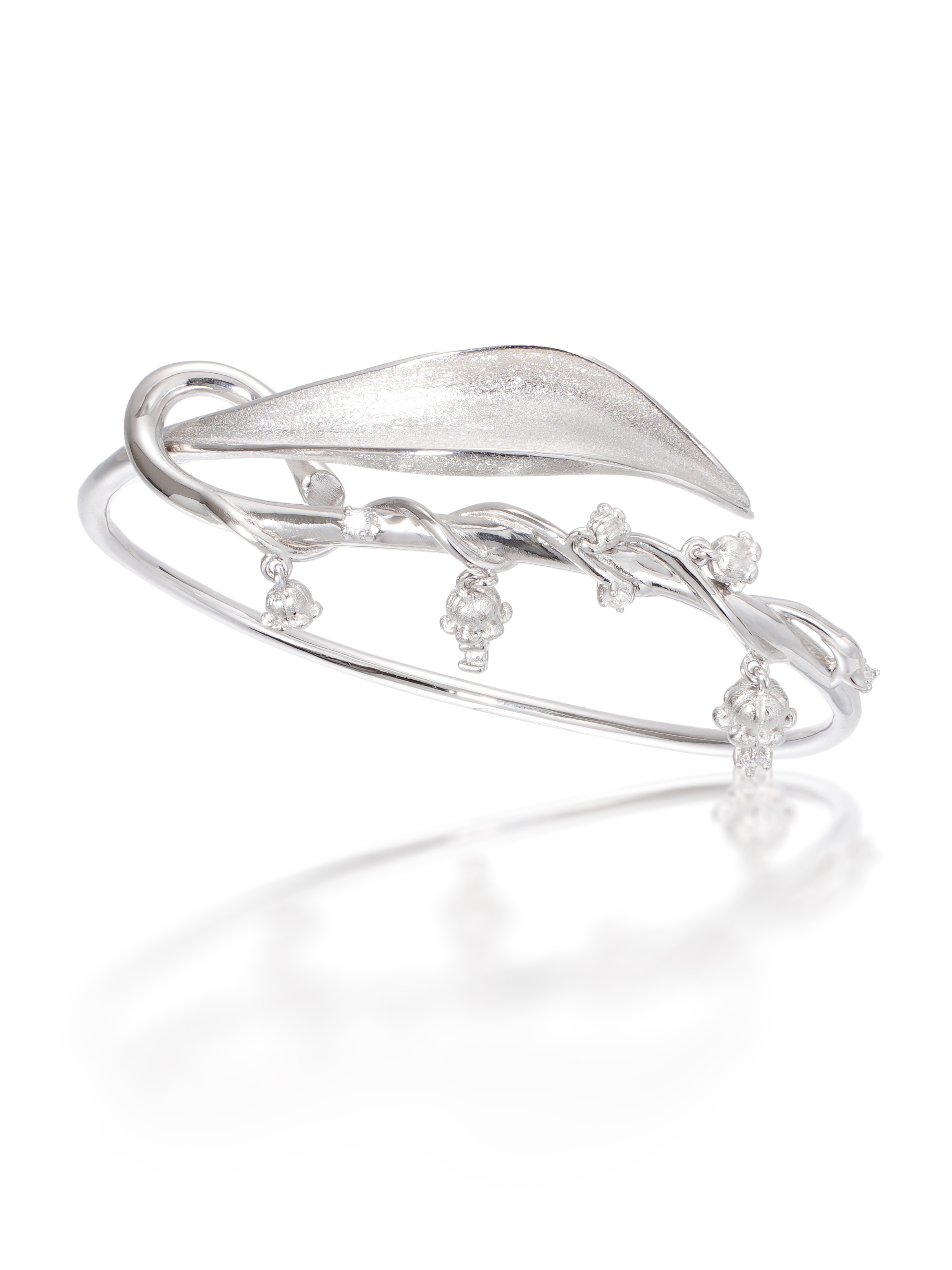 Lily of The Valley Dewdrop Bracelet white background - Zijuan Jewelry