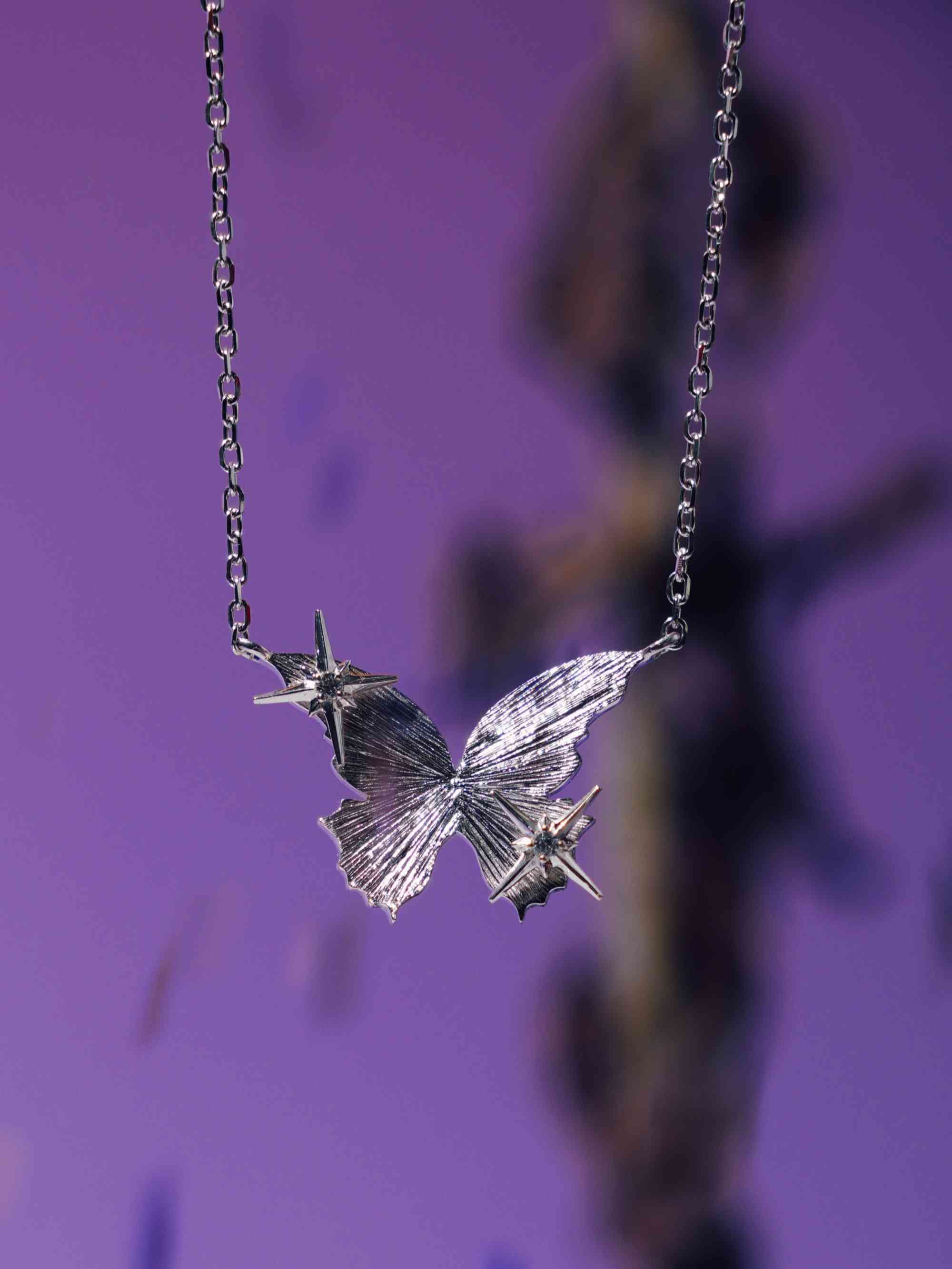 Silver Butterfly Necklace Silver
