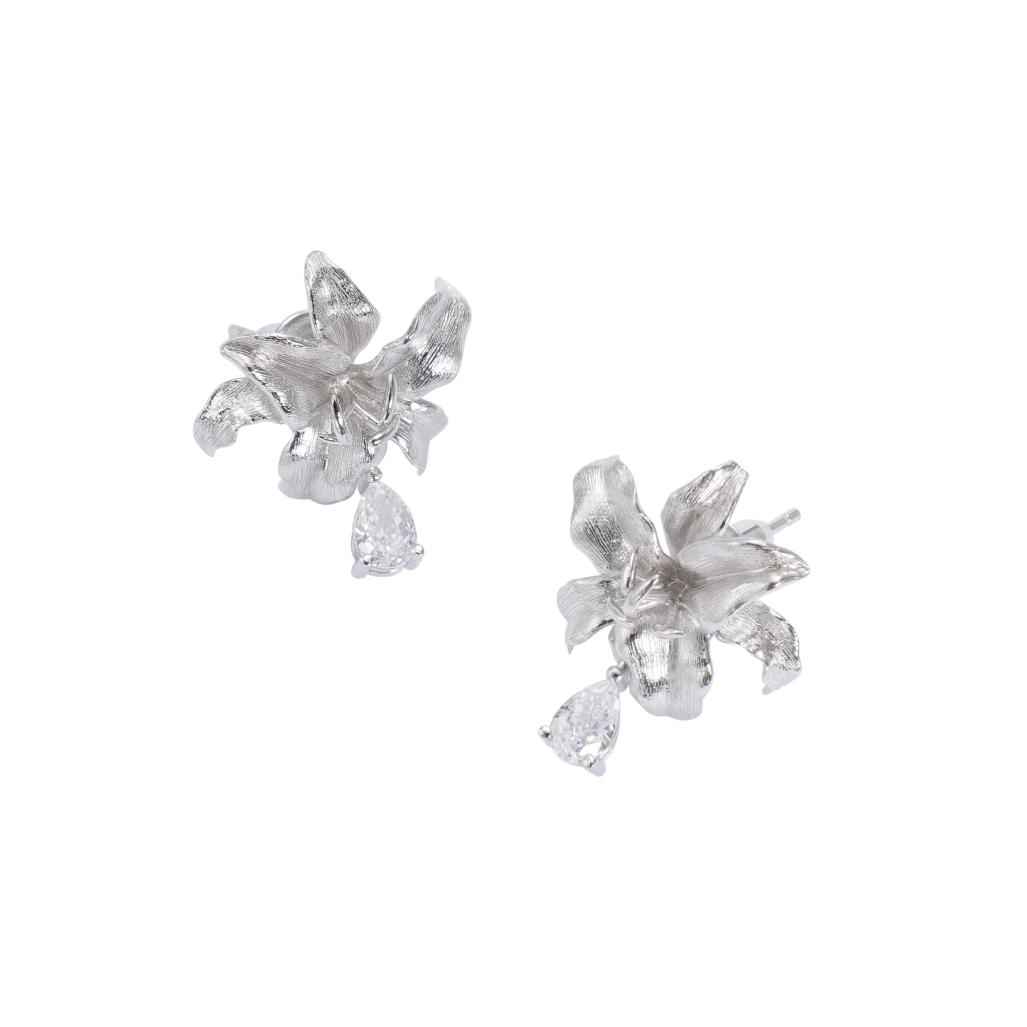 Pair of Oriental Lily Star Drop Earrings by - Zijuan Jewelry
