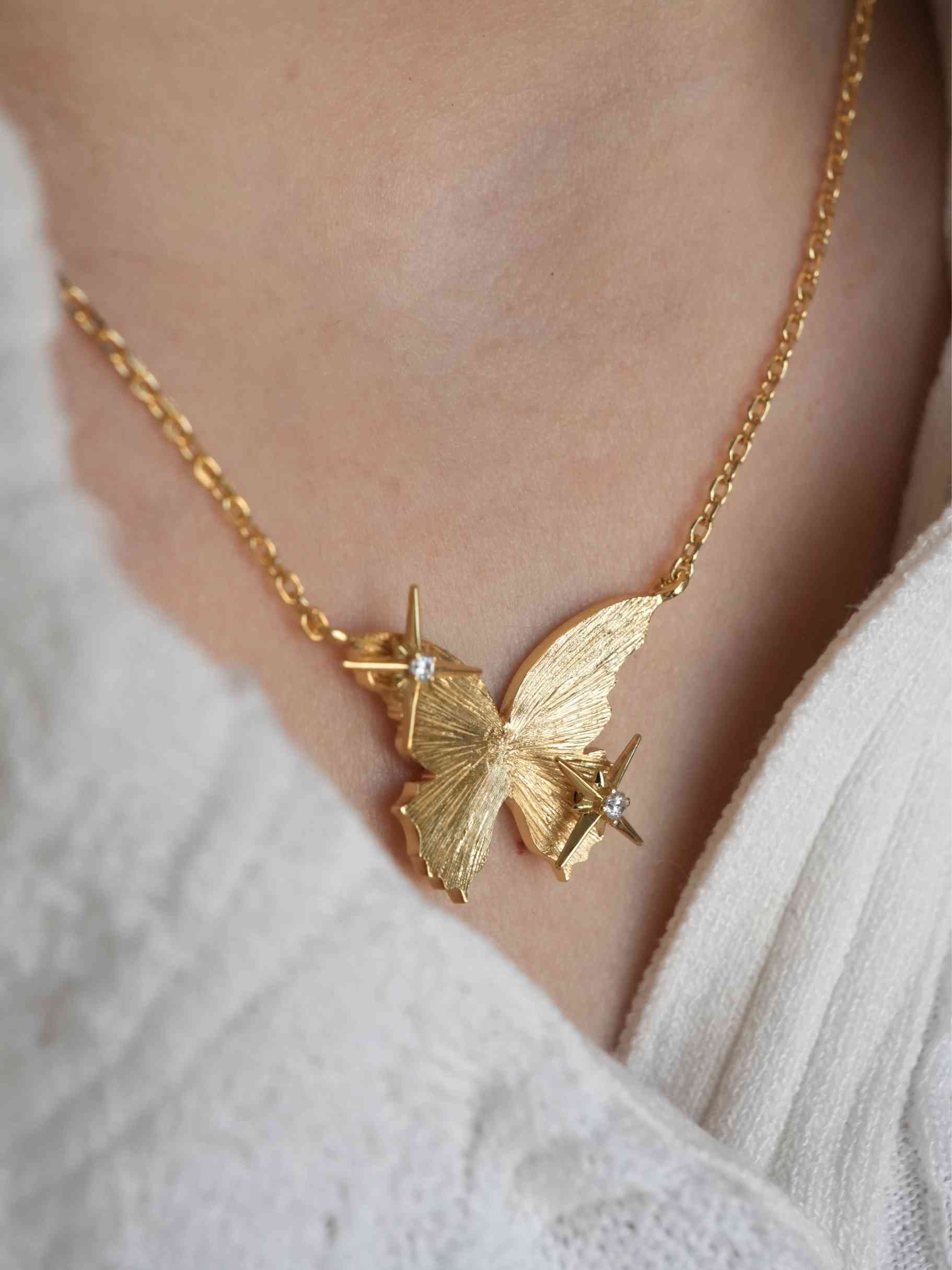 Wearing Fireflies·Butterfly Necklace from Zijuan Jewelry