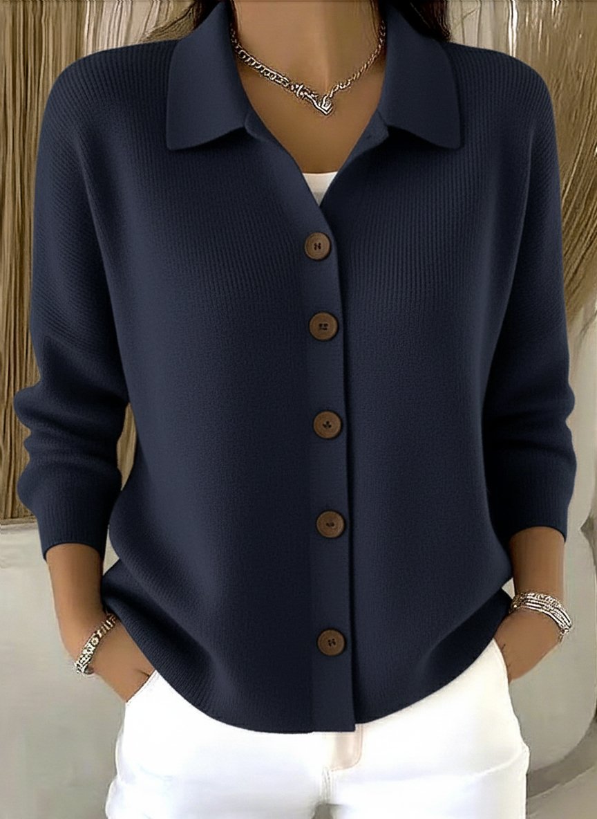 CLEARANCE SALE🔥 Women's Plain Long Sleeve Shawl Collar Casual Cardiga