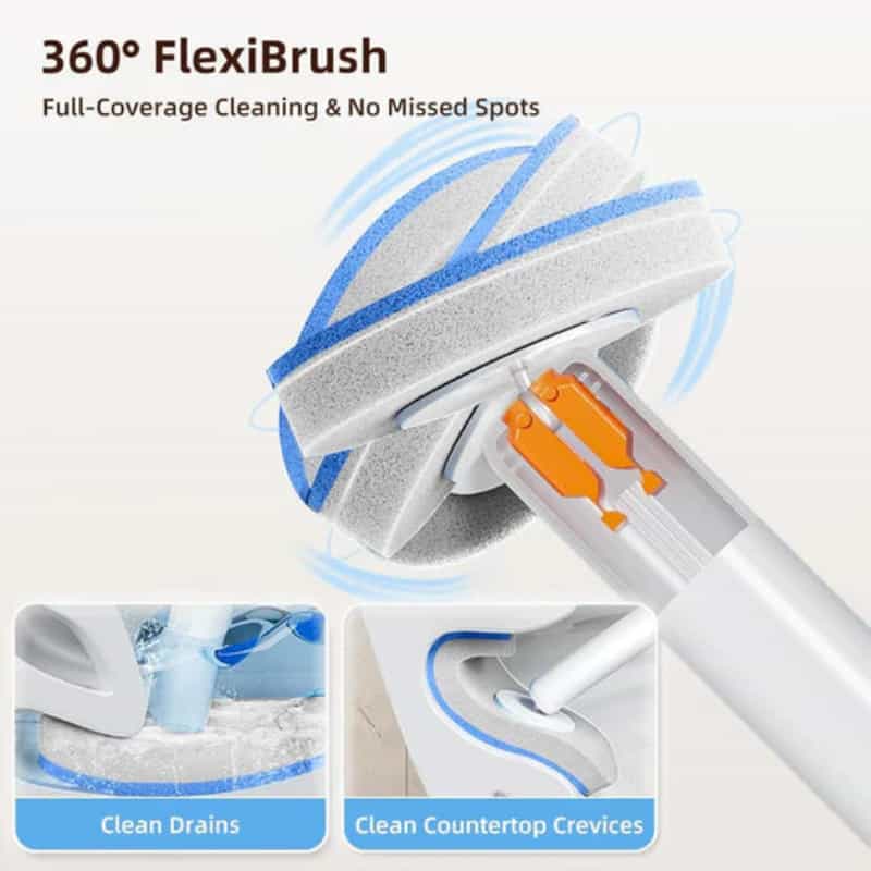 Disposable Toilet Brush Set with Built-In Cleaner & 24 Refills-XDX