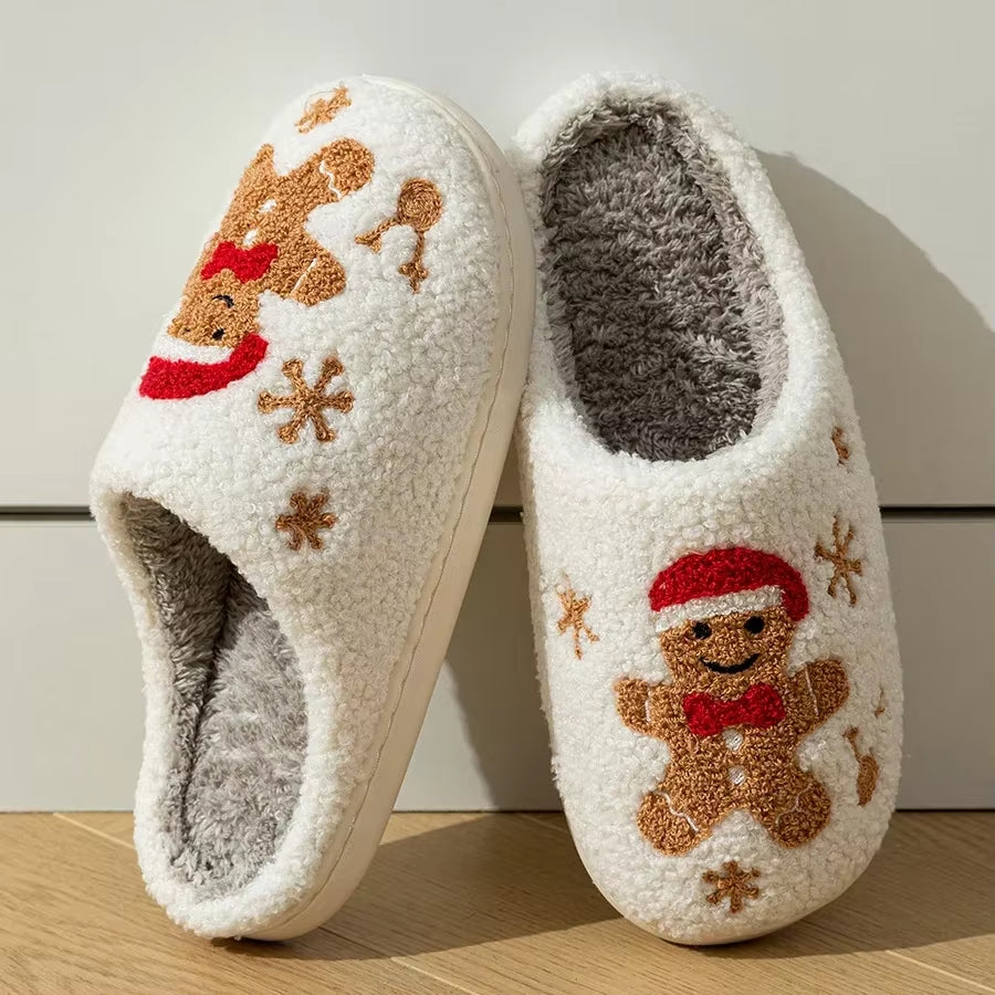 Christmas Gingerbread Winter Warm Slippers