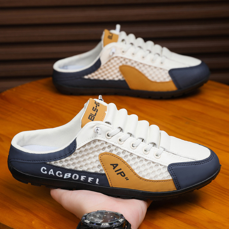 Men’s Breathable Mesh Slip-On Half Slippers