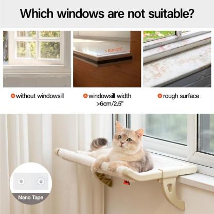 Cat Window Perch — Adjustable window/bedside cat hammock with removable covers.