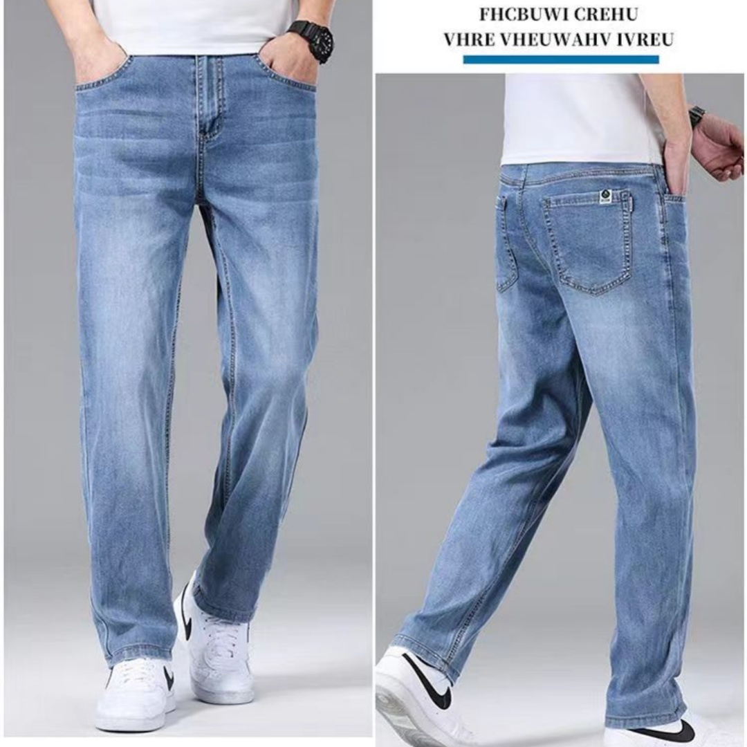 Lyocell Tencel Jeans Men's Pants 2025 New Straight Blast Casual Denim Pants