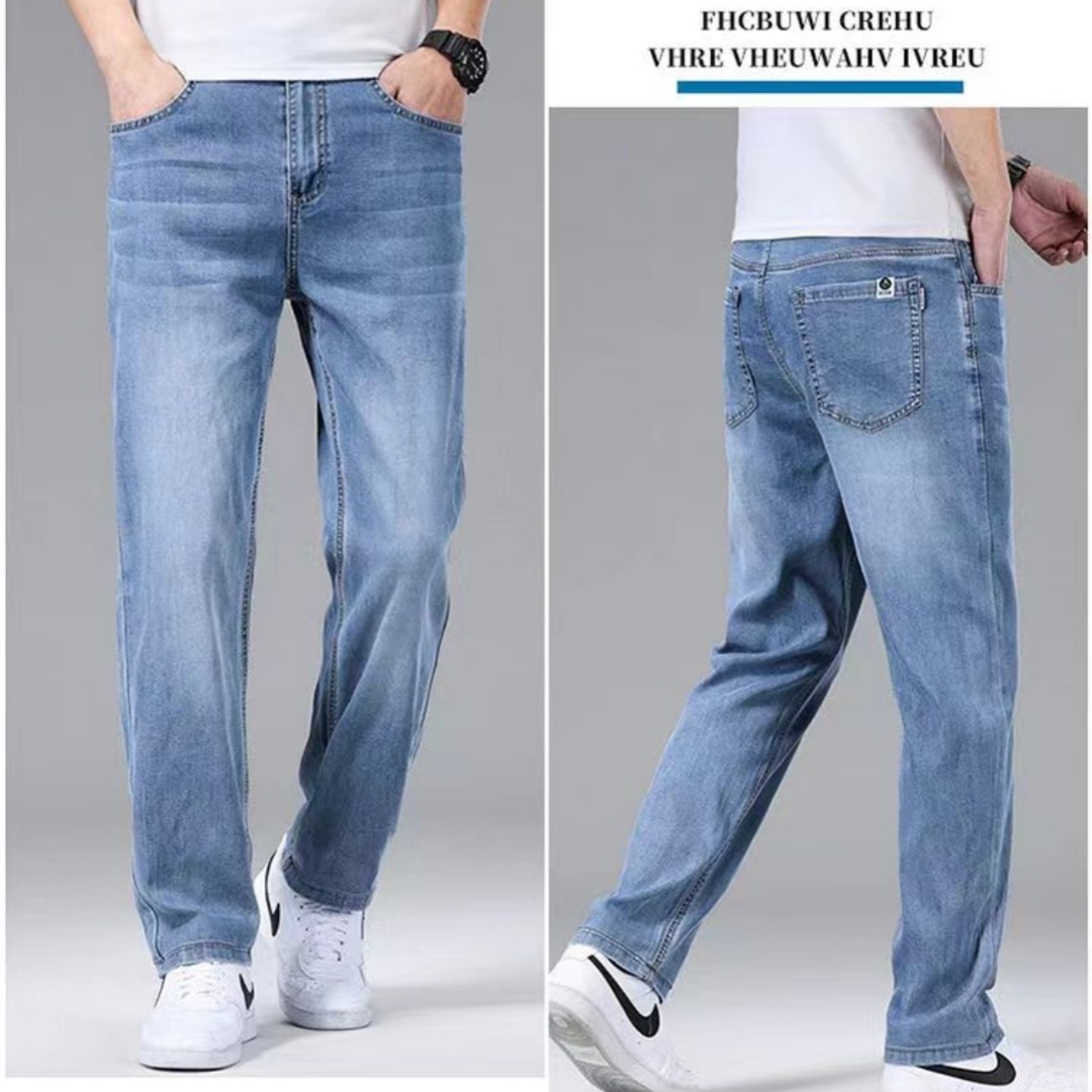 Lyocell Tencel Jeans Men's Pants 2025 New Straight Blast Casual Denim Pants