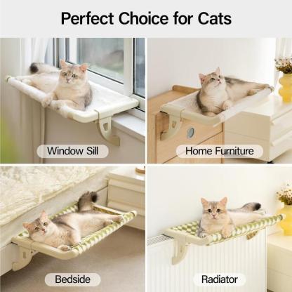 Cat Window Perch — Adjustable window/bedside cat hammock with removable covers.