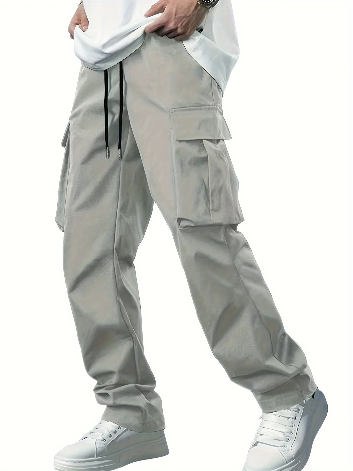 Men's Work Pants – Multi-Pocket Drawstring Casual Style