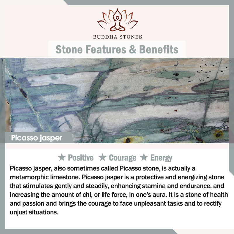 Buddha Stones 108 Mala Beads Picasso Jasper Stone Courage Energy Bracelet Mala Bracelet BS 1