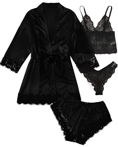 🔥LAST DAY SALE 49% OFF 🔥Valentine's Day 4 sets of lace satin sling pajamas set🌹