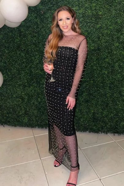 Elegant Rhinestone Mesh Overlay & Black Slip Dress Set (Buy 2 Free Shipping)