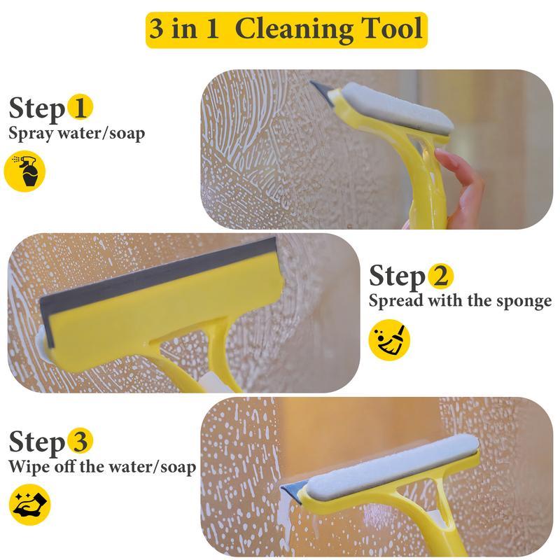 🔥Last Day 2nd Save 66%!🧼QIAWI™ 3-in-1 Window Cleaning Scraper, Squeegee & Spray Scrubber
