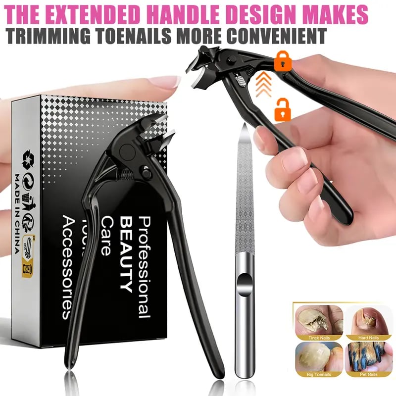 🔥BUY 1 GET 1 FREE✂️ Black Curved Nail Clipper – Ergonomic & Easy for Seniors 🖤