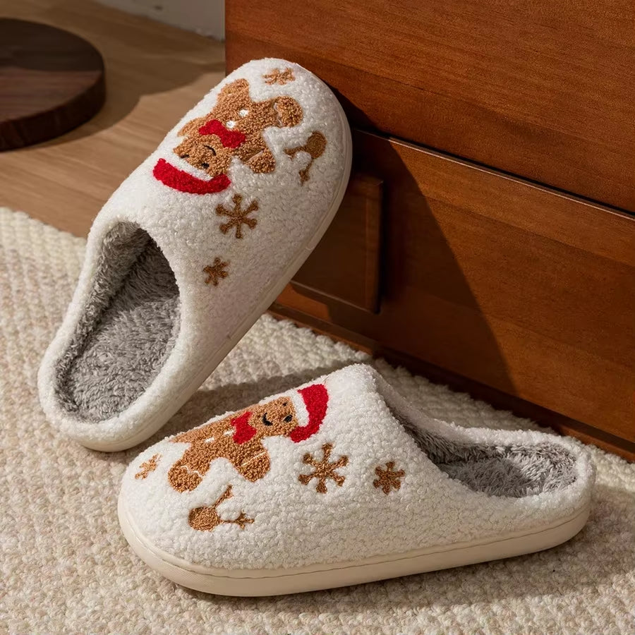 Christmas Gingerbread Winter Warm Slippers