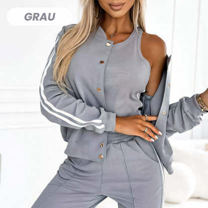 💞Three-piece set of baseball jacket and pants for women🧥