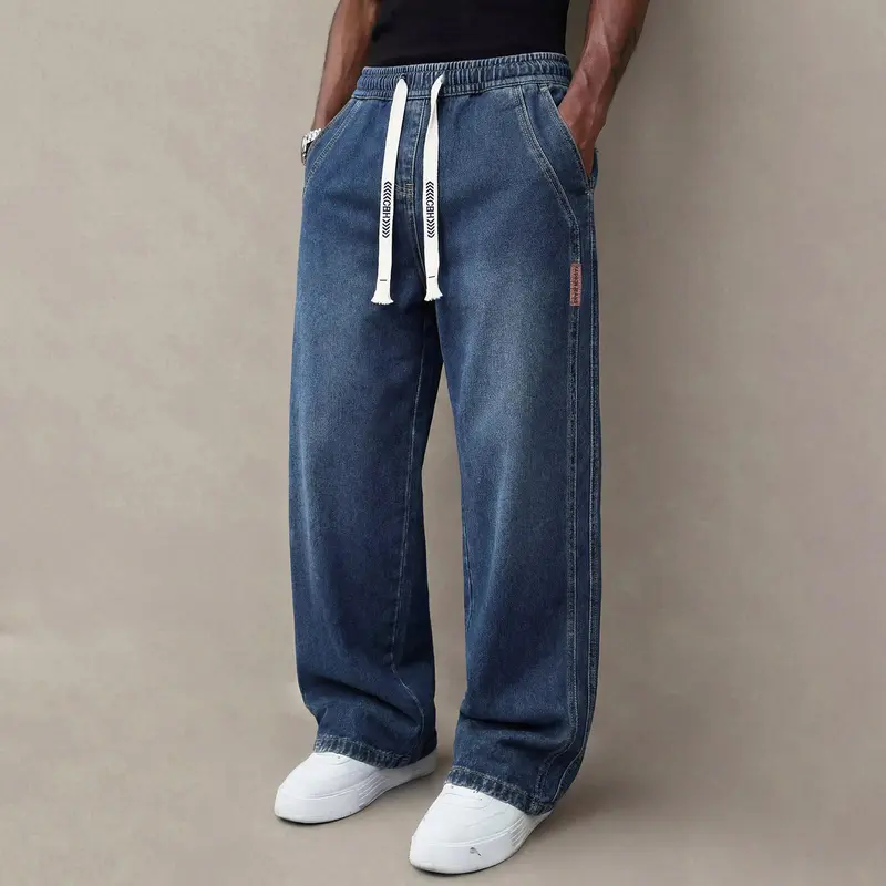 Men’s Relaxed Wide-Leg Straight Denim Jeans