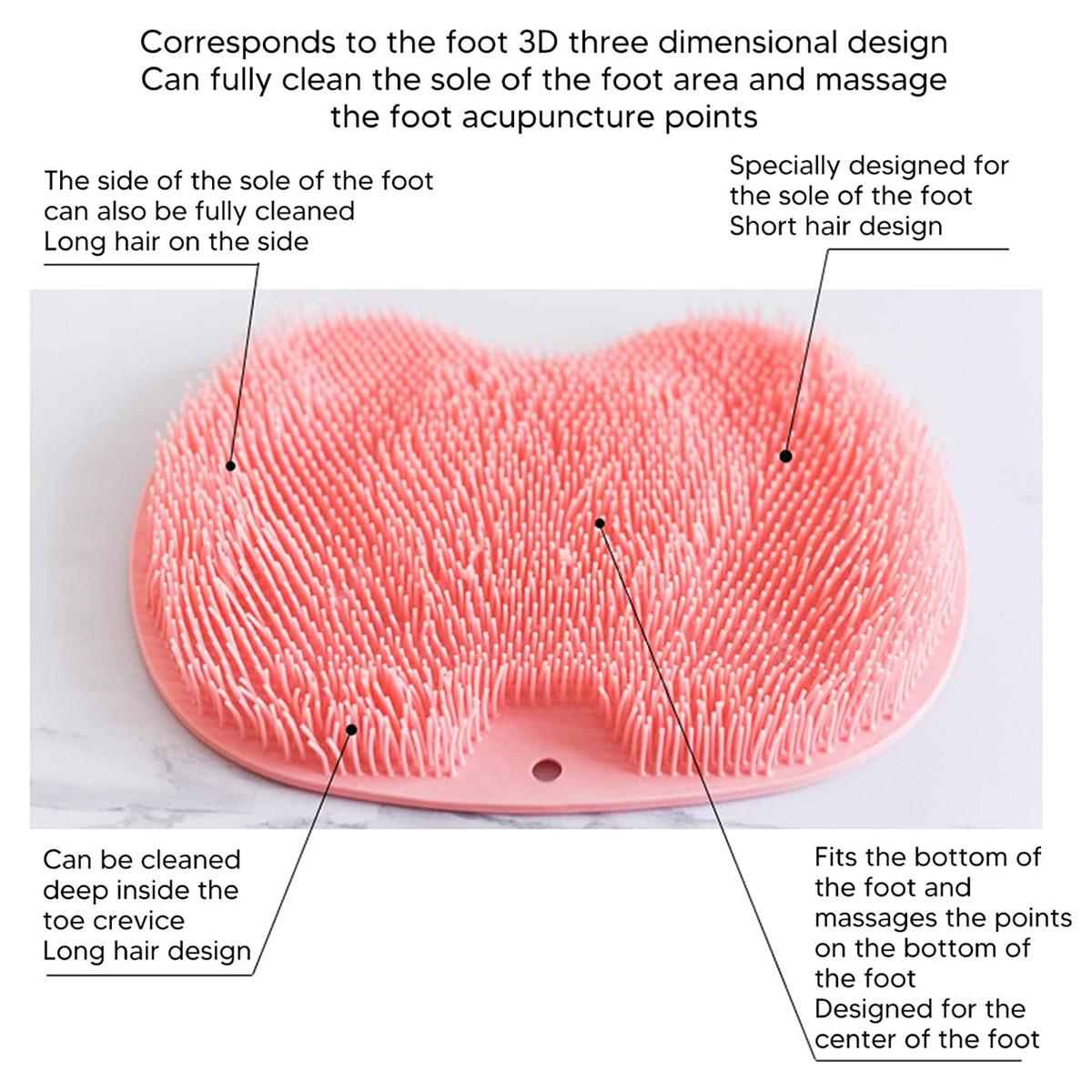 Silicone Shower Foot Scrubber Mat - Wall-Mounted Back & Feet Exfoliating Pad, Massage Soft Bristles | Suction Cups, Bathing Accessory for Men & Women Silicone Shower Foot Scrubber Mat - Wall-Mounted Back & Feet Exfoliating Pad, Massage Soft Bristles | Suction Cups, Bathing Accessory for Men & Women