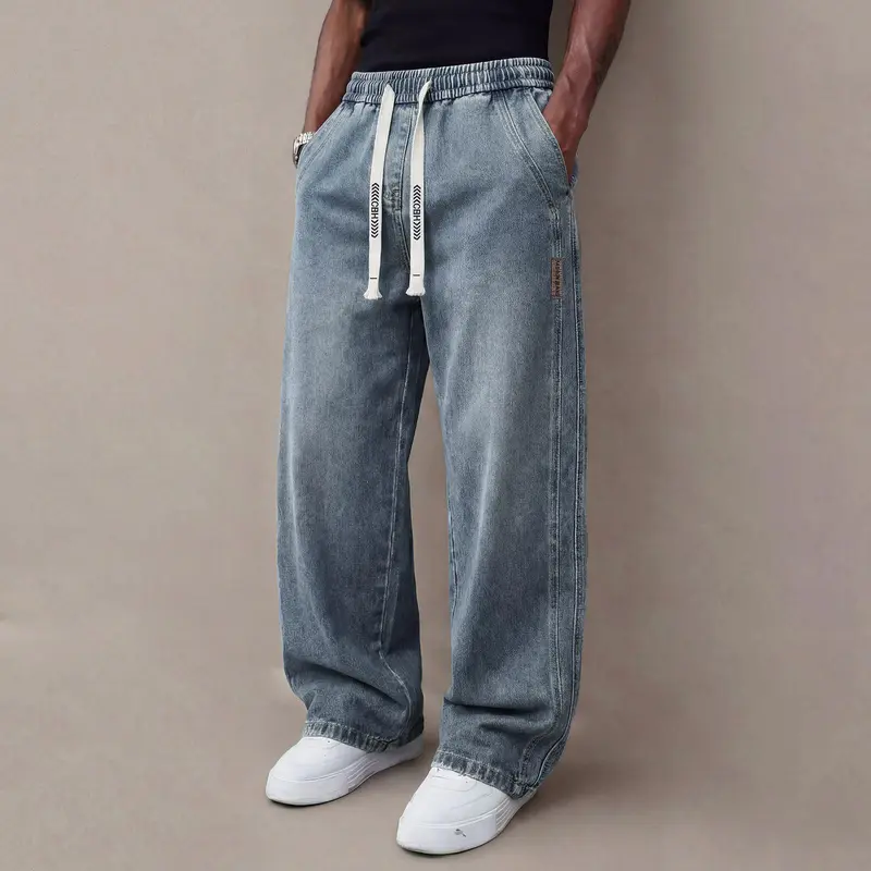 Men’s Relaxed Wide-Leg Straight Denim Jeans